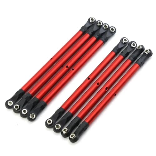 YXIUEYINGE 8 PCS Aluminium Legierung RC Link Rod Linkage Set 313MM Radstand for 1/10 for AXIAL SCX10 90046 TRX4 RC Crawler Auto Zubehör(Rood) von YXIUEYINGE