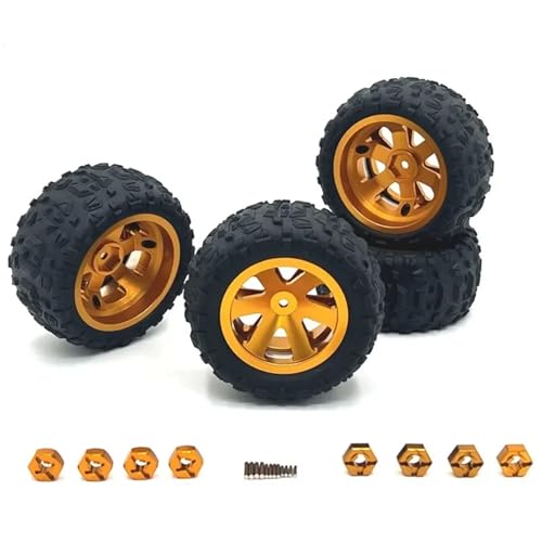 YXIUEYINGE 86 mm Metallfelgen, Reifen, Rallye-Räder for MJX 16207 08–09–10 14210 for WLtoys 1/16 A959 144001 10 1/12 124017–18–19(Yellow) von YXIUEYINGE