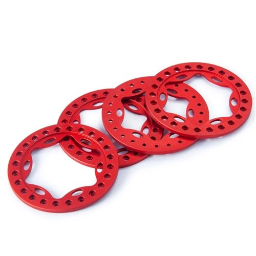 YXIUEYINGE Aluminium 2,2 Zoll Beadlock Außenringe for Axial for Wraith TRX-4 1/10 RC Crawler Auto Felgen Ersatz Upgrade Teile(Rood) von YXIUEYINGE