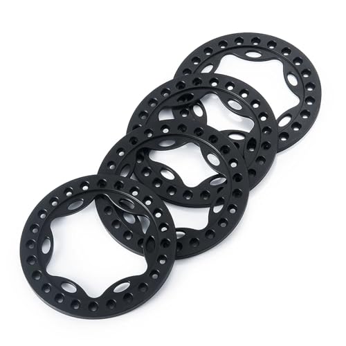 YXIUEYINGE Aluminium 2,2 Zoll Beadlock Außenringe for Axial for Wraith TRX-4 1/10 RC Crawler Auto Felgen Ersatz Upgrade Teile(Zwart) von YXIUEYINGE