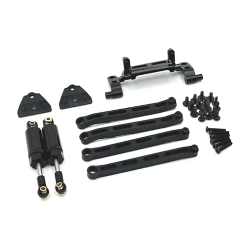YXIUEYINGE MN168 MN82 MN78 Metall Chassis Link Stange Zugstange Servo Halterung Öl Stoßdämpfer Kit 1/12 RC Auto Upgrade Teile zubehör(Zwart) von YXIUEYINGE