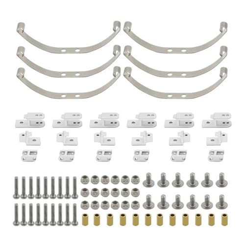 YXIUEYINGE Metal Steel Leaf Spring Suspension Kit for WPL B1 B14 B-14 B16 B24 B-24 C14 C-14 C24 C-24 B16 6x6 4x4 1/16 Military Truck Parts(Silver 6WD) von YXIUEYINGE