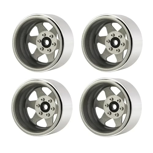 YXIUEYINGE Metall 1,9 "Beadlock Felge Deep Dish Hub for 1/10 RC Crawler Auto TRX4 for Axial SCX10 90046 UTB18(Light Grey) von YXIUEYINGE