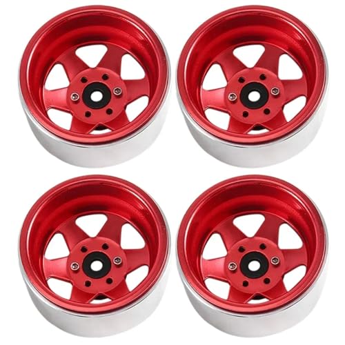 YXIUEYINGE Metall 1,9 "Beadlock Felge Deep Dish Hub for 1/10 RC Crawler Auto TRX4 for Axial SCX10 90046 UTB18(Rood) von YXIUEYINGE