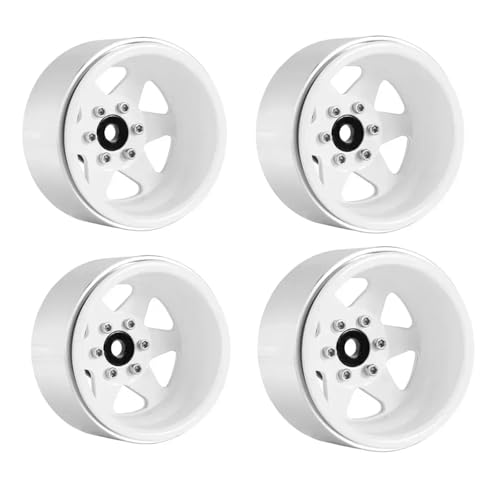 YXIUEYINGE Metall 1,9 "Beadlock Felge Deep Dish Hub for 1/10 RC Crawler Auto TRX4 for Axial SCX10 90046 UTB18(White) von YXIUEYINGE