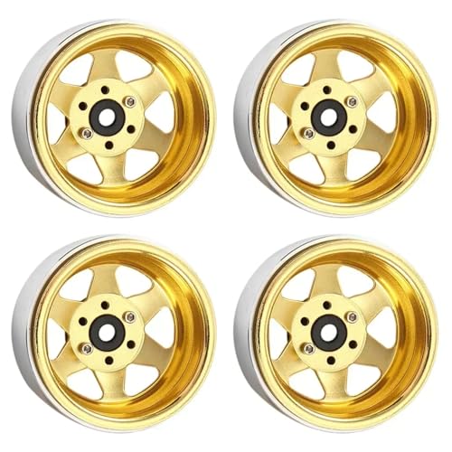 YXIUEYINGE Metall 1,9 "Beadlock Felge Deep Dish Hub for 1/10 RC Crawler Auto TRX4 for Axial SCX10 90046 UTB18(Yellow) von YXIUEYINGE