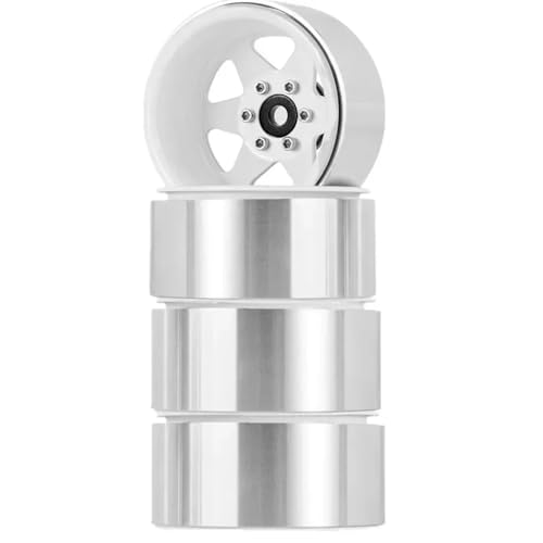 YXIUEYINGE Metall 1,9" Beadlock-Felge Deep Dish Hub for 1/10 RC Crawler Car TRX4 Axial SCX10 90046 UTB18 (W1948)(White) von YXIUEYINGE