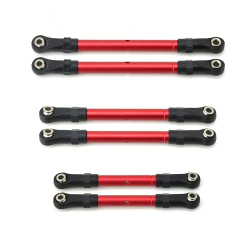 YXIUEYINGE Metall Spannschlösser Zugstange Link Stange Lenkstange Set for Trax-xas Slash for Hoss for Rustler for Stampede 4x4 1/10 RC Auto Upgrade Teile(Rood) von YXIUEYINGE