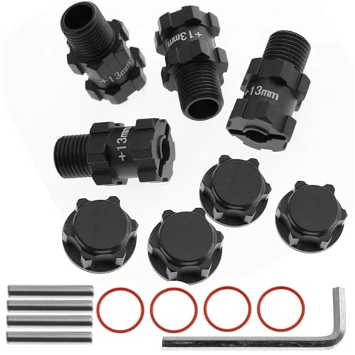 YXIUEYINGE RC Auto breiteres 13-mm-Adapter-Set, Konvertierung von 14 mm auf 17 mm Sechskant for ARR-ma 1/10, for Granit, for Senton, for Typhon, RC-Auto, DIY-Upgrade-Zubehör(Zwart) von YXIUEYINGE