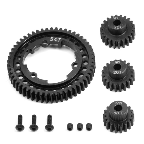 YXIUEYINGE Stahl 46T 50T 52T 54T Stirnrad mit M1 18 20 22T Ritzel 6447 6449 for Trxs 1/5 X-Maxx 1/10 E-Revo 2.0 VXL MAXX Upgrades(54T) von YXIUEYINGE