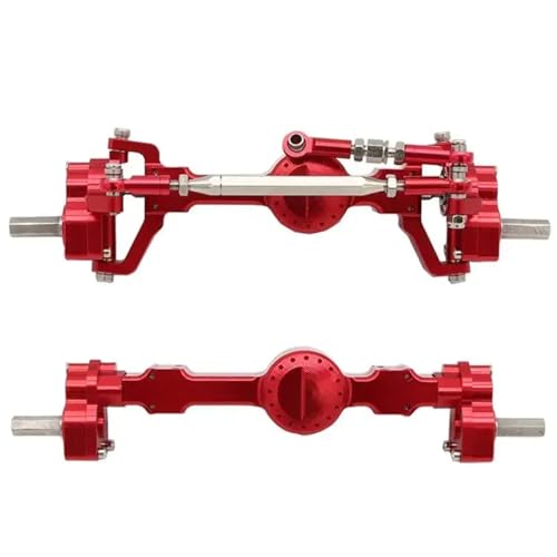 YXIUEYINGE for MN 1/12 RC Auto Upgrade Teile for Mn99S MND90 D91 MN78 MN168 CNC Metall Vorne Und Hinten Portal Achse Set(Rood) von YXIUEYINGE