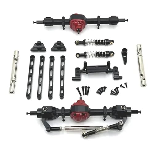 YXIUEYINGE for MN82 LC79 MN78 Metall Vorder- und Hinterachse Chassis Link Rod Zugstange Montieren Stoßdämpfer Set 1/12 RC Auto Upgrade Teile(Zwart) von YXIUEYINGE