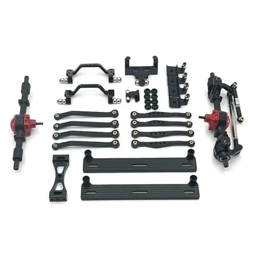 YXIUEYINGE for WPL C64 Metall Vorder- und Hinterachse Chassis Link Rod Zugstange Mount Side Pedal Shock Mount Set 1/16 RC Auto Upgrade Teile(Zwart) von YXIUEYINGE