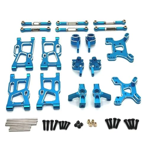 YXIUEYINGE for Wltoys 144001 144010 124007 124008 124017 124019 Metall Suspension Arm Lenkung Tasse Hub Carrier Shock Tower Link Upgrade Teile(Blauw) von YXIUEYINGE