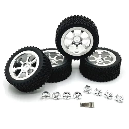 for MJX 1/14 14301 14302 14303 for WLtoys 1/14 1/12 RC Auto Teile Metall Verbesserte Räder Reifen(Silver) von YXIUEYINGE
