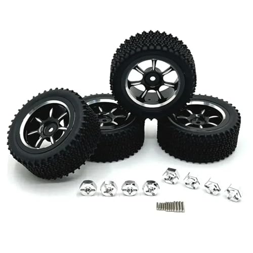 for MJX 1/14 14301 14302 14303 for WLtoys 1/14 1/12 RC Auto Teile Metall Verbesserte Räder Reifen(Zwart) von YXIUEYINGE