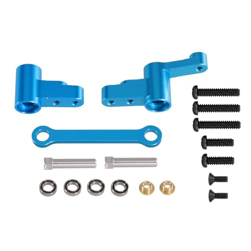 for MJX for Hyper Go 1/14 14301 14302 14303 RC Auto Metall Verbesserte Verbesserte Lenkung Komponente mit Lenksäule Verbesserte Clearance(Blauw) von YXIUEYINGE