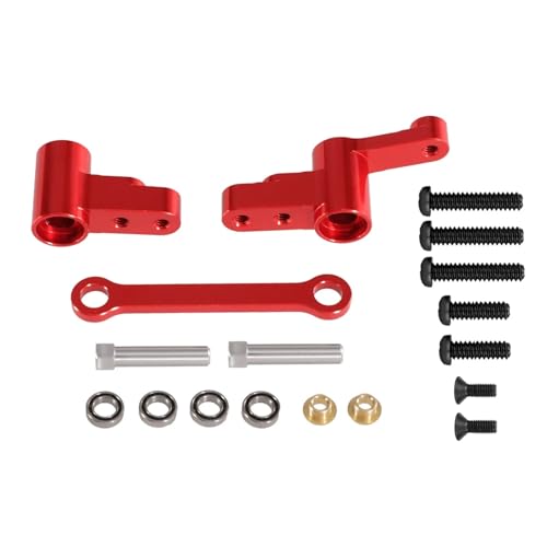 for MJX for Hyper Go 1/14 14301 14302 14303 RC Auto Metall Verbesserte Verbesserte Lenkung Komponente mit Lenksäule Verbesserte Clearance(Rood) von YXIUEYINGE