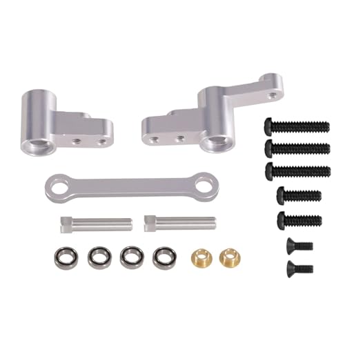 for MJX for Hyper Go 1/14 14301 14302 14303 RC Auto Metall Verbesserte Verbesserte Lenkung Komponente mit Lenksäule Verbesserte Clearance(Silver) von YXIUEYINGE