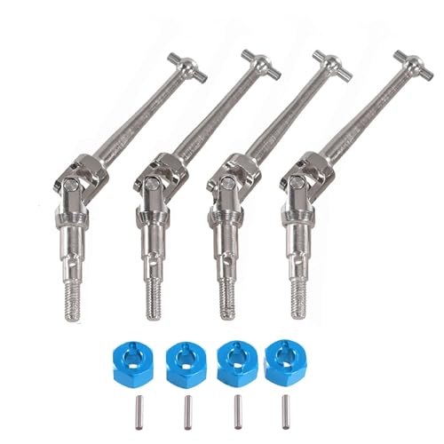 for MJX for Hyper go 1/16 16207 16208 16209 16210 H16 RC Auto Rad Hex Metall CVD Antriebswelle Rad Kontermutter Upgrade Teile Silber(Blauw) von YXIUEYINGE