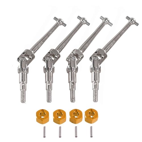 for MJX for Hyper go 1/16 16207 16208 16209 16210 H16 RC Auto Rad Hex Metall CVD Antriebswelle Rad Kontermutter Upgrade Teile Silber(Gold) von YXIUEYINGE