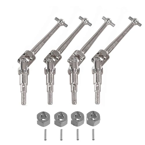 for MJX for Hyper go 1/16 16207 16208 16209 16210 H16 RC Auto Rad Hex Metall CVD Antriebswelle Rad Kontermutter Upgrade Teile Silber(Gray) von YXIUEYINGE