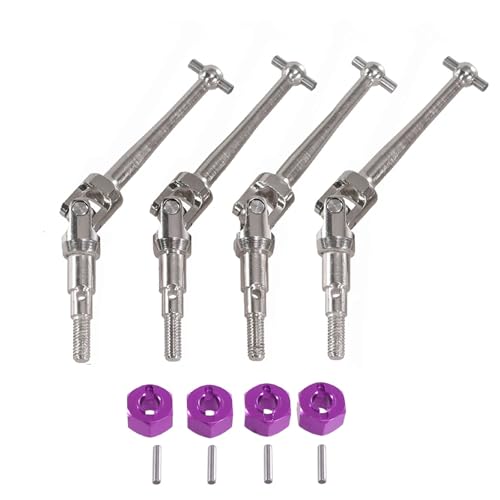 for MJX for Hyper go 1/16 16207 16208 16209 16210 H16 RC Auto Rad Hex Metall CVD Antriebswelle Rad Kontermutter Upgrade Teile Silber(Purple) von YXIUEYINGE