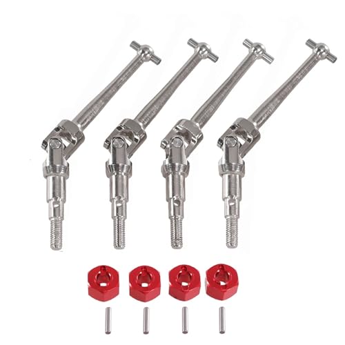 for MJX for Hyper go 1/16 16207 16208 16209 16210 H16 RC Auto Rad Hex Metall CVD Antriebswelle Rad Kontermutter Upgrade Teile Silber(Rood) von YXIUEYINGE