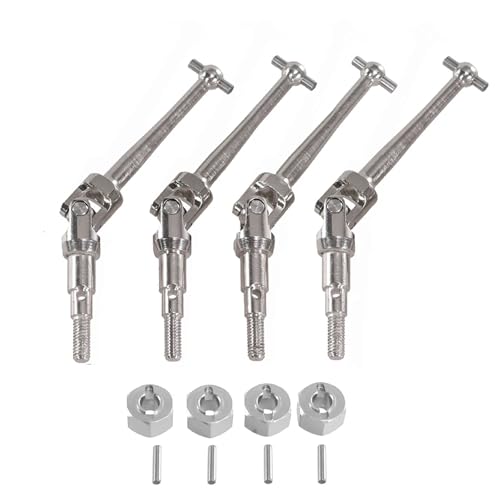 for MJX for Hyper go 1/16 16207 16208 16209 16210 H16 RC Auto Rad Hex Metall CVD Antriebswelle Rad Kontermutter Upgrade Teile Silber(Silver) von YXIUEYINGE
