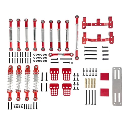 for MN 1/12 D90 D91 MN40 MN45 MN96 MN99 MN99S Metall Link Rod Lenkgestänge Stoßdämpfer Servo Halterung Sitz RC Auto Upgrade(Rood) von YXIUEYINGE