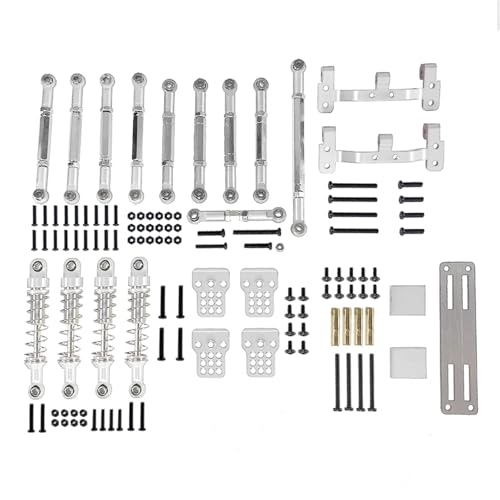for MN 1/12 D90 D91 MN40 MN45 MN96 MN99 MN99S Metall Link Rod Lenkgestänge Stoßdämpfer Servo Halterung Sitz RC Auto Upgrade(Silver) von YXIUEYINGE