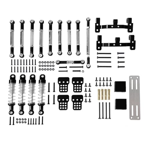 for MN 1/12 D90 D91 MN40 MN45 MN96 MN99 MN99S Metall Link Rod Lenkgestänge Stoßdämpfer Servo Halterung Sitz RC Auto Upgrade(Zwart) von YXIUEYINGE