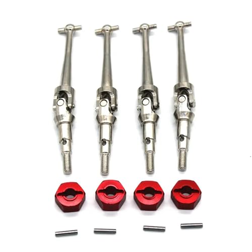 for Mjx 14209 14210 16207 16208 16209 16210 H16v3 RC Fernbedienung Auto Metall Übertragung Welle Zubehör(Red Silver) von YXIUEYINGE
