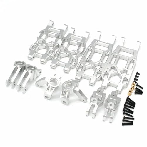 for VKAR for Bison 1/10 RC 4WD Fernbedienung Auto Metall Upgrade Montage Vorne Und Hinten Saum Arm Lenkung Tasse Hinten Swivel C Sitz(Silver) von YXIUEYINGE