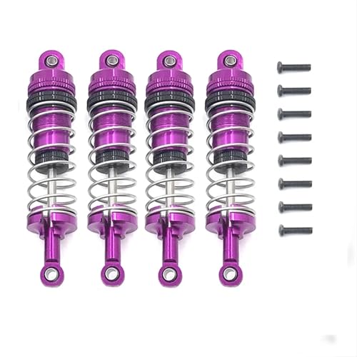 for WLtoys 1/12 124008 124010 1/14 144001 RC Auto Metall Hydraulische Stoßdämpfer Metall Öl Gefüllt Schocks(Purple) von YXIUEYINGE