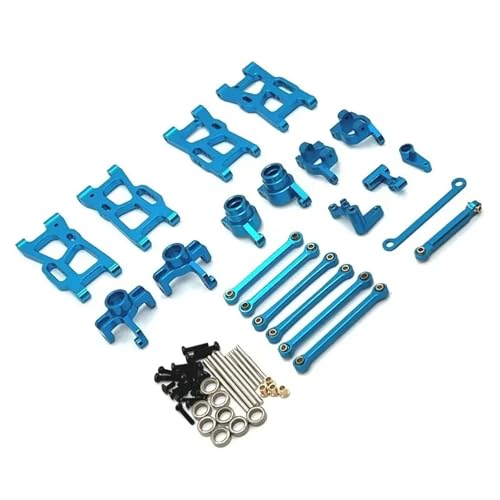 for WLtoys 1/14 144016 144018 RC Fernbedienung Auto Teile Metall Upgrade Schwinge Spurstange Lenkung Tasse Kit(Blauw) von YXIUEYINGE