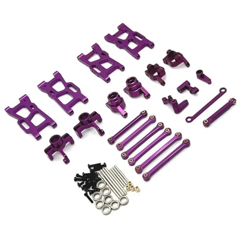 for WLtoys 1/14 144016 144018 RC Fernbedienung Auto Teile Metall Upgrade Schwinge Spurstange Lenkung Tasse Kit(Purple) von YXIUEYINGE
