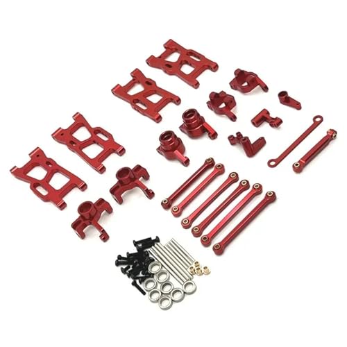 for WLtoys 1/14 144016 144018 RC Fernbedienung Auto Teile Metall Upgrade Schwinge Spurstange Lenkung Tasse Kit(Rood) von YXIUEYINGE