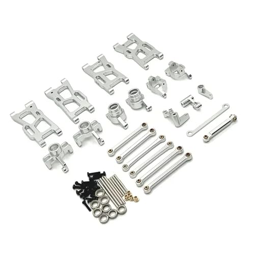 for WLtoys 1/14 144016 144018 RC Fernbedienung Auto Teile Metall Upgrade Schwinge Spurstange Lenkung Tasse Kit(Silver) von YXIUEYINGE