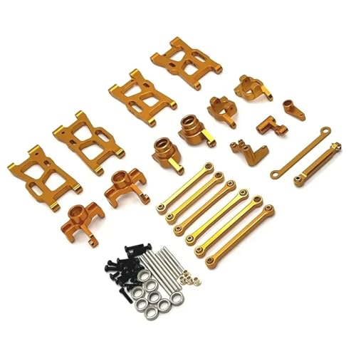 for WLtoys 1/14 144016 144018 RC Fernbedienung Auto Teile Metall Upgrade Schwinge Spurstange Lenkung Tasse Kit(Yellow) von YXIUEYINGE