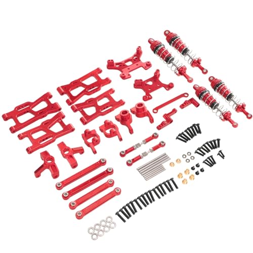 for WLtoys 124008 124010 RC 1/12 Metall-Upgrade for ferngesteuertes Auto, Schwingarm-Lenkbecher-Aufhängungshalterung, 9-teiliger Teilesatz(Rood) von YXIUEYINGE