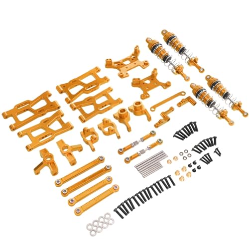 for WLtoys 124008 124010 RC 1/12 Metall-Upgrade for ferngesteuertes Auto, Schwingarm-Lenkbecher-Aufhängungshalterung, 9-teiliger Teilesatz(Yellow) von YXIUEYINGE