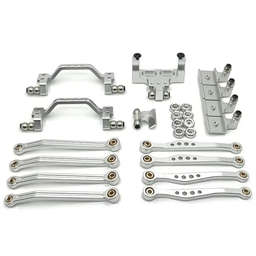 for WPL C64 C64-1 Metallchassis Verbindungsstange Zugstangenhalterung Stoßdämpferhalterung Servohalterungssatz 1/16 RC Auto-Upgrade-Teile Zubehör(Silver) von YXIUEYINGE