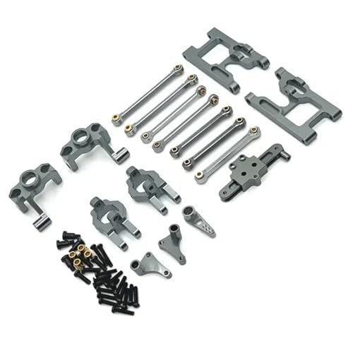 for Wltoys 124006 12423 12427 12428 12429 Metall-Upgrade-Teilesatz Lenkbecher Lenkungsanordnung Verbindungsstange 1/12 RC-Autozubehör(Dark Grey) von YXIUEYINGE