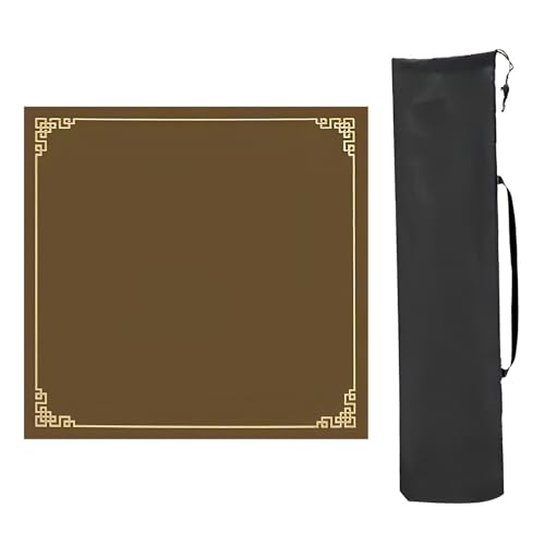 YXLYFDLY Mahjong Mahjong-Tischmatte, Reibungswiderstand, Mahjong-Matte mit Aufbewahrungstasche, rutschfeste Geräuschreduzierung, Mahjong-Spielmatte (braun, 80 x 80 cm) von YXLYFDLY