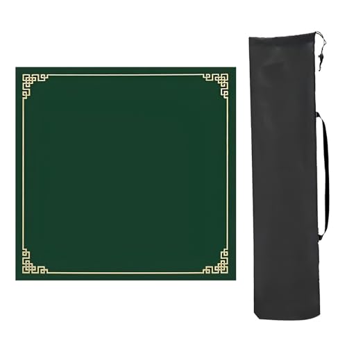 YXLYFDLY Mahjong Mahjong-Tischmatte, Reibungswiderstand, Mahjong-Matte mit Aufbewahrungstasche, rutschfeste Geräuschreduzierung, Mahjong-Spielmatte (grün, 80 x 80 cm) von YXLYFDLY