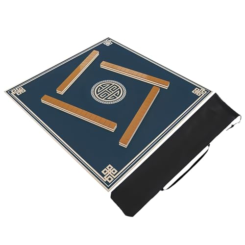 YXLYFDLY Mahjong-Matte mit Aufbewahrungstasche, rutschfeste Mahjong-Tischmatte, verdicktes Mahjong-Pad, Spielmatte für Mahjon-Poker (Blau, 75 cm) von YXLYFDLY