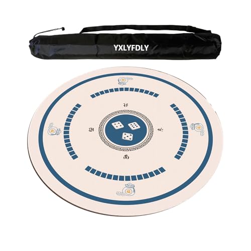 YXLYFDLY Mahjong-Tischdecke, rund, rutschfest, geräuschreduzierend, mit Tragetasche, Spielmatte für Mahjong, Poker, Karten, Brett, Legespiele, Blau, 100 cm YXLYFDLY Mahjong-Tischdecke, rund, rutschfest, geräuschreduzierend, mit Tragetasche, Spielmatte für Mahjong, Poker, Karten, Brett, Legespiele, Blau, 100 cm von YXLYFDLY
