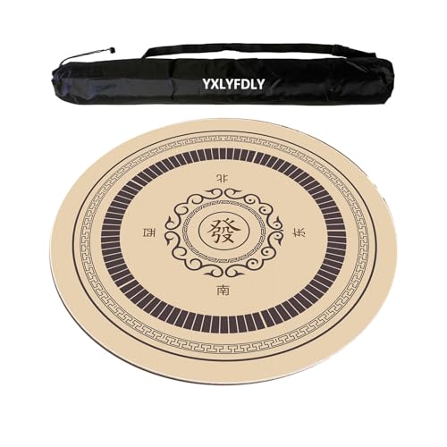 YXLYFDLY Mahjong-Tischdecke, rund, rutschfest, geräuschreduzierend, mit Tragetasche, große Spielmatte für Poker, Karten, Brett, Legespiele (Beige, 70 cm) von YXLYFDLY