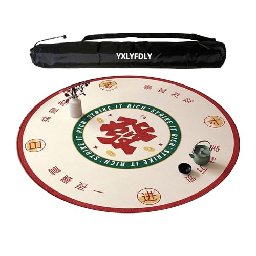 YXLYFDLY Mahjong-Tischdecke, rund, rutschfest und geräuschreduzierend, Mahjong-Tischdecke mit Gummi-Rückseite, Spielmatte für Poker, Karten, Brett, Legespiele (Off-White, 100 cm) von YXLYFDLY